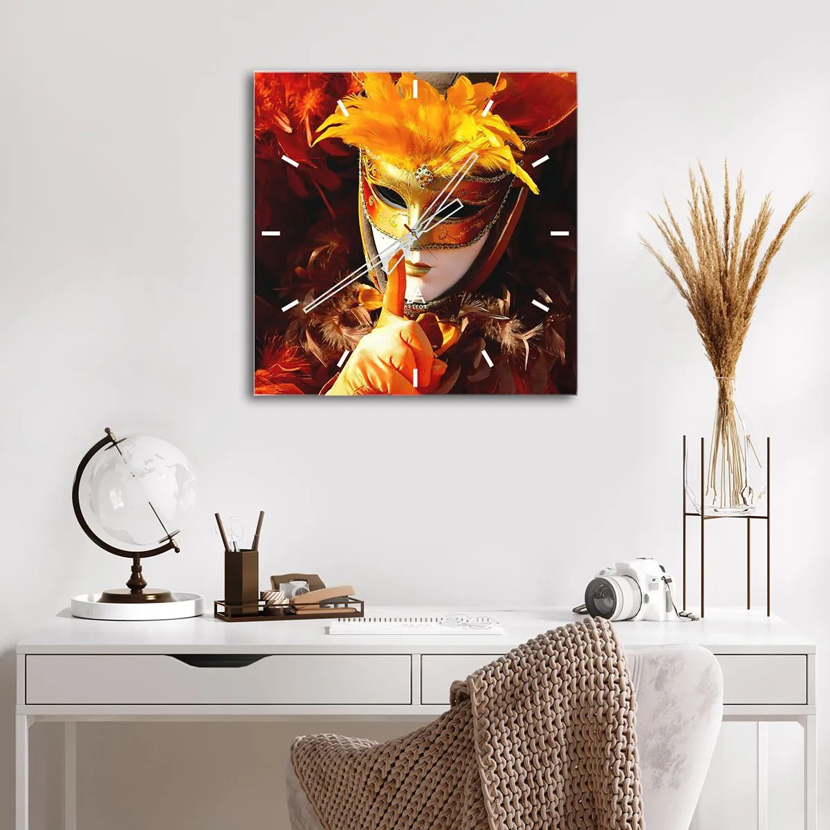 Väggklocka - Klocka på glas - Hemligheten är en del av spelet - 40x40 cm