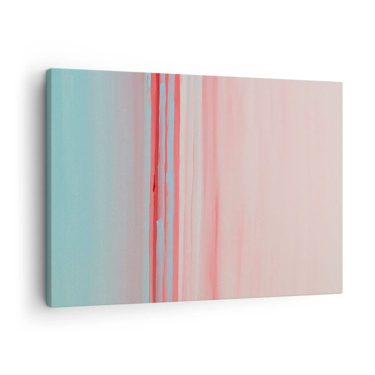 Canvastavla - Bild på duk - Pastelllinjer i nyanser av rosa och blått i en minimalistisk komposition - 70x50cm - Abstraktion i gryningen - Modern väggdekoration för vardagsrum och sovrum ARTTOR