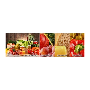 Provbit av fototapet Premium Canvas - Rökt, ugnstekt, marinerad - Gastronomi, Grönsaker, Frukt - 100x30 cm