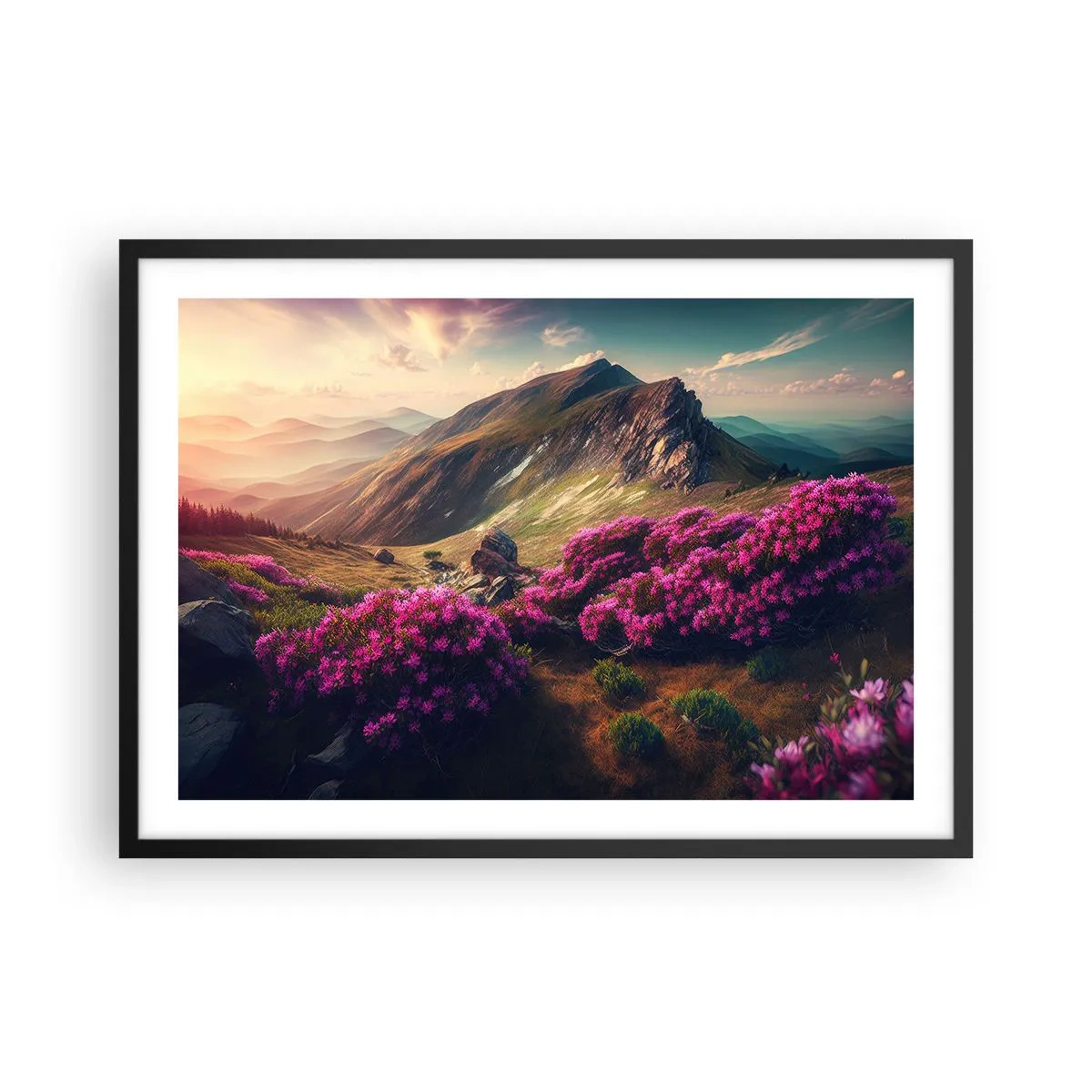 Affisch i svart ram - Sommar i fjällen - 70x50 cm