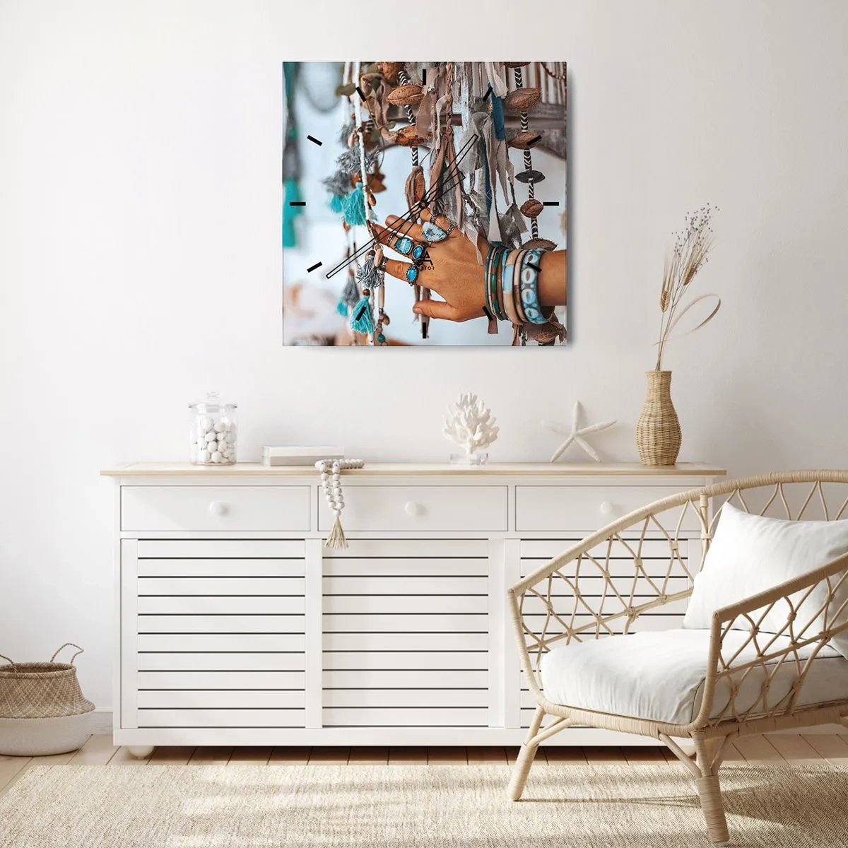 Väggklocka - Klocka på glas - Lokala skatter - 40x40 cm