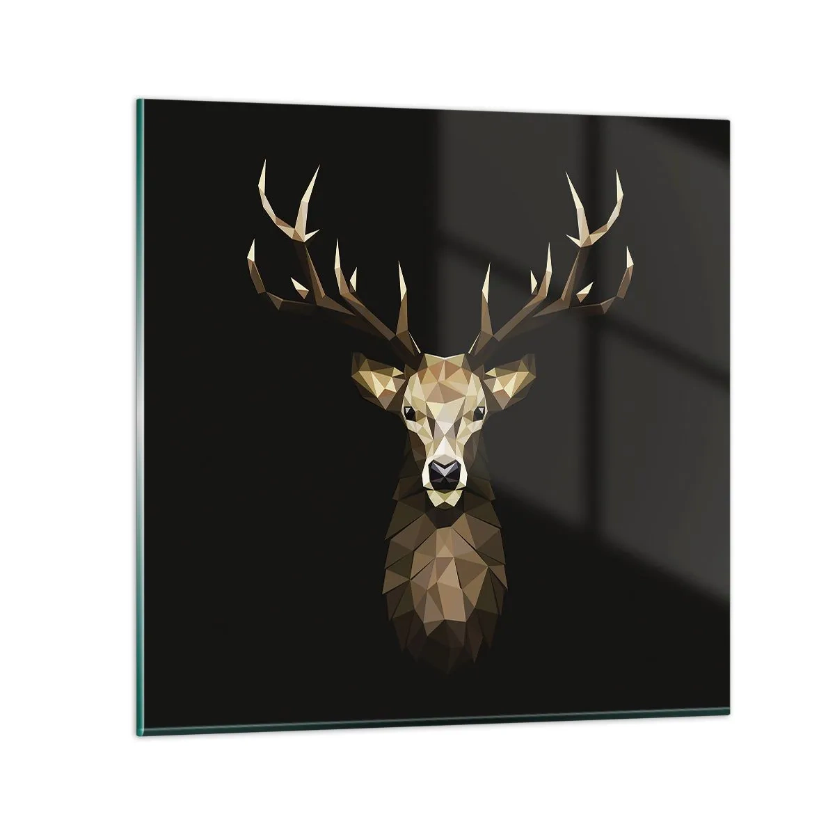 Glastavla - Bild på glas - Kubistisk hjort - 30x30 cm
