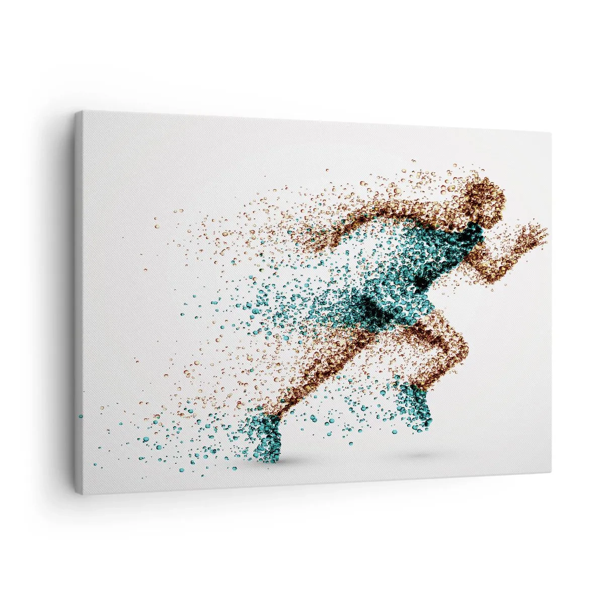 Canvastavla - Bild på duk - En dynamisk löparfigur bestående av små partiklar - 70x50cm - Livet är ett lopp - Modern väggdekoration för vardagsrum och sovrum ARTTOR