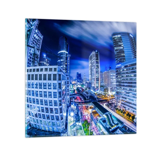 Glastavla - Bild på glas - Stadens nattrytmer - 50x50 cm