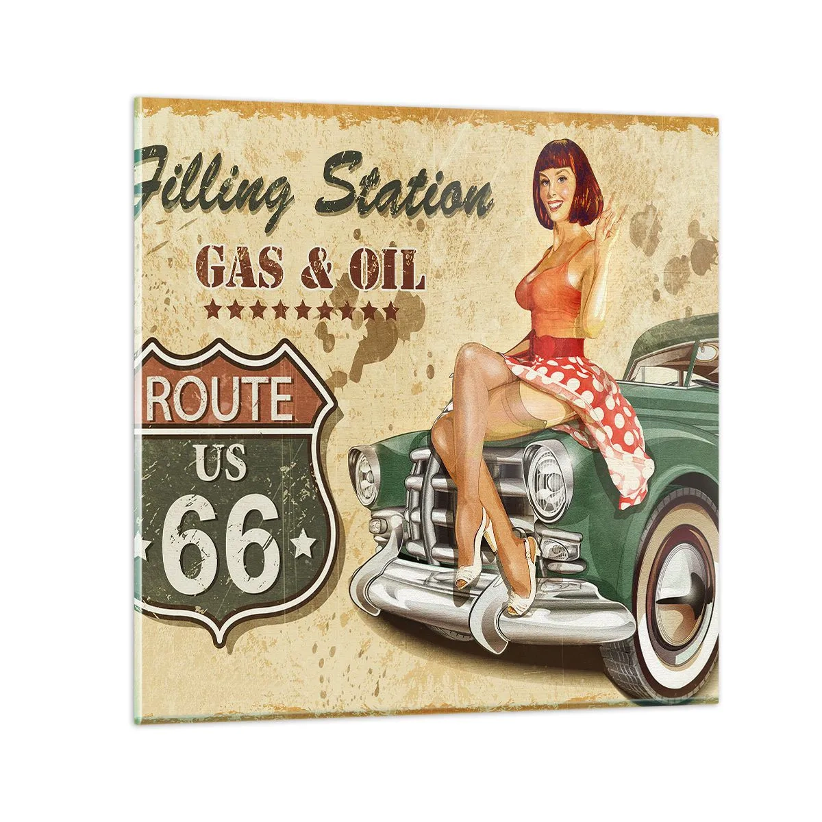 Glastavla - Bild på glas - Underbara 40-talet - 70x70 cm