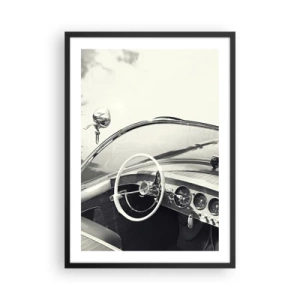 Affisch i svart ram - Interiör i en klassisk bil med ratt - 50x70cm - Väder för de rika - Modern väggdekoration för vardagsrum och sovrum ARTTOR