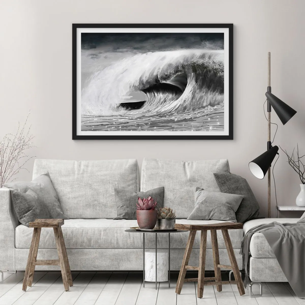 Affisch i svart ram - Havets ilska - 70x50 cm
