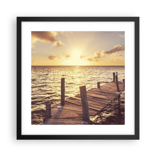 Affisch i svart ram - Gyllene mildhetslandskap - 40x40 cm