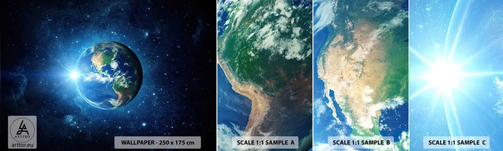 Fototapet Prov Standard Eco - Vi är i himlen - Kosmos, Planeten jorden, Klot - 100x30 cm