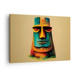 Canvastavla - Bild på duk - Färgglad staty från Påskön - 70x50cm - Statylik, men ändå sympatisk - Modern väggdekoration för vardagsrum och sovrum ARTTOR