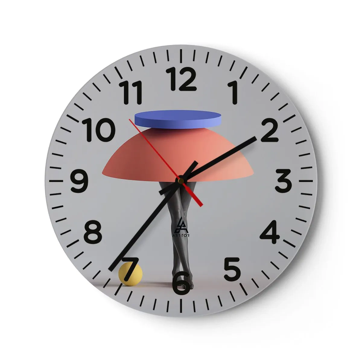 Väggklocka - Klocka på glas - Surrealistisk komposition - 40x40 cm