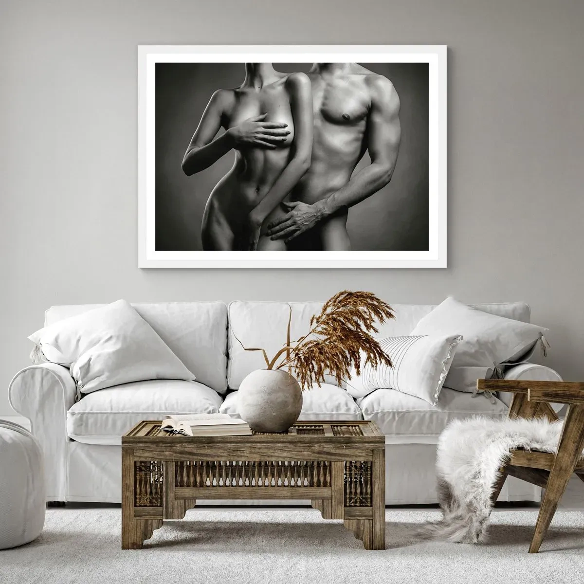 Affisch i vit ram - Adam och Eva - 91x61 cm