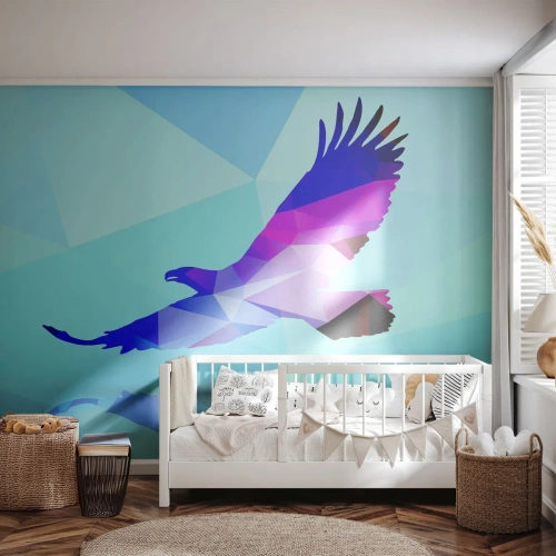 Fototapet Standard Eco - Örn i lila kristall - Fågel, Örn, Geometrisk figur - 150x105 cm