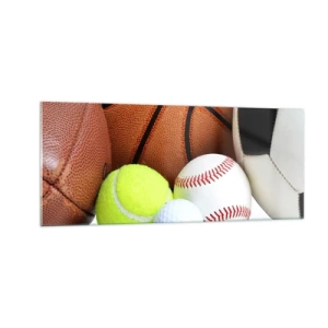 Glastavla - Bild på glas - Fotbollen förenar oss! - 100x40 cm