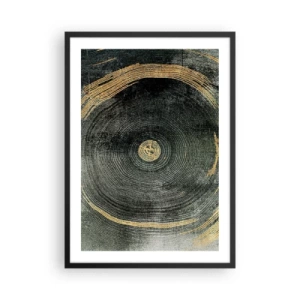 Affisch i svart ram - Abstrakt träådring i guld- och svarta toner - 50x70cm - Förändring och varaktighet - Modern väggdekoration för vardagsrum och sovrum ARTTOR