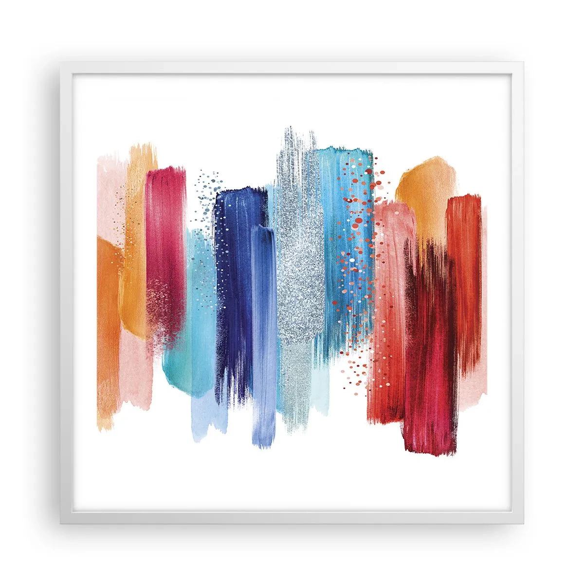 Affisch i vit ram - Upp och ner  - 60x60 cm