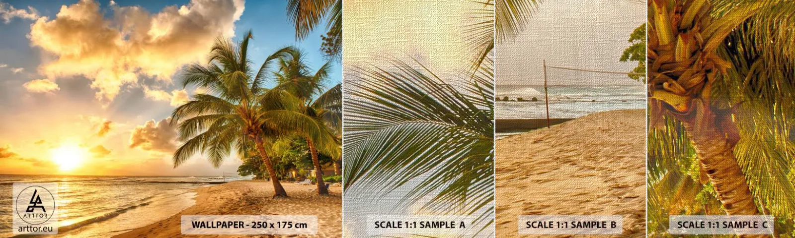 Provbit av fototapet Premium Canvas - Evig sommar, alltid semester - Landskap, Strand, Kokosnötspalm - 100x30 cm