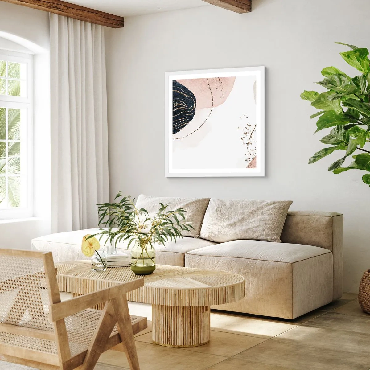 Affisch i vit ram - Allt flyter - 30x30 cm