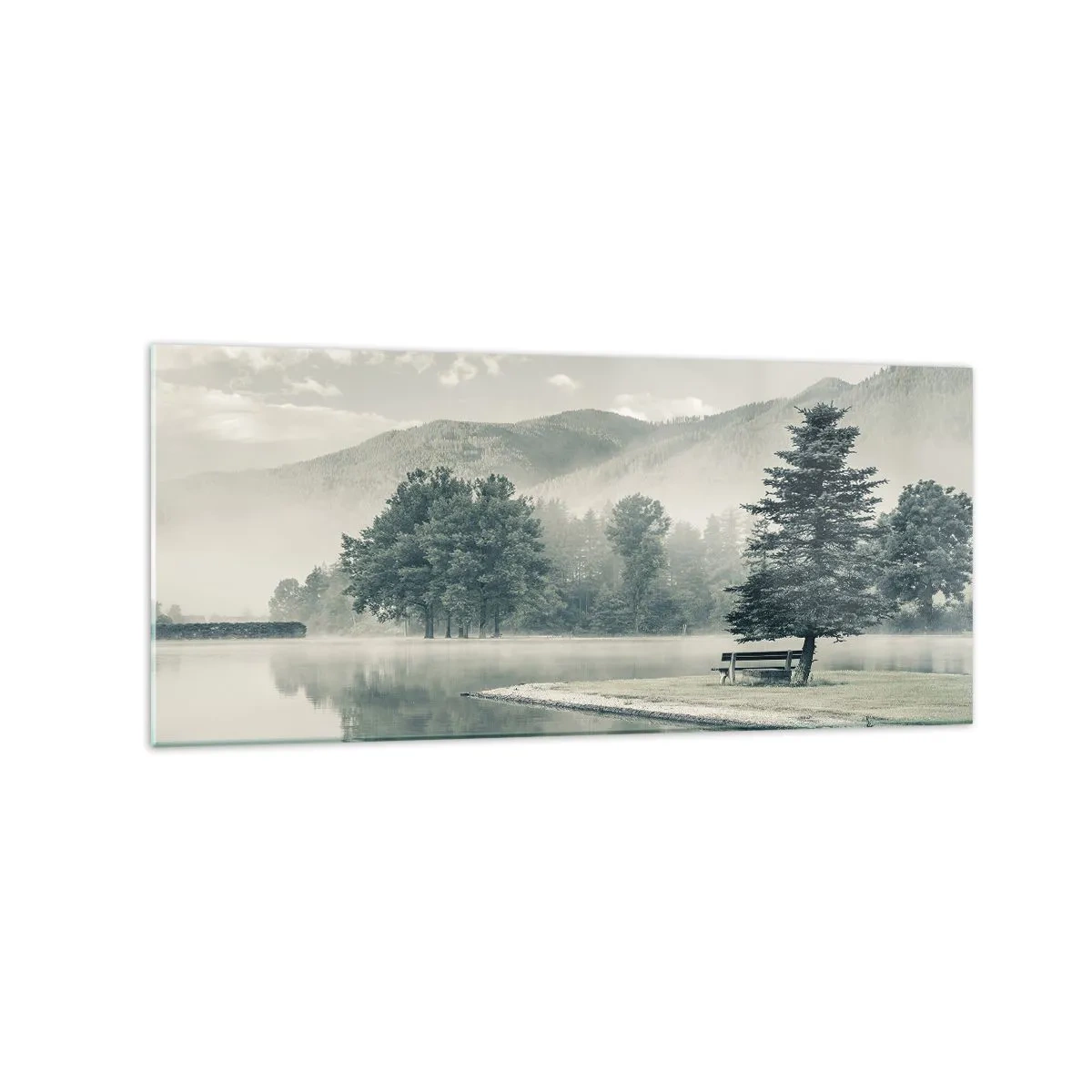 Glastavla - Bild på glas - Sjön sover fortfarande - 120x50 cm
