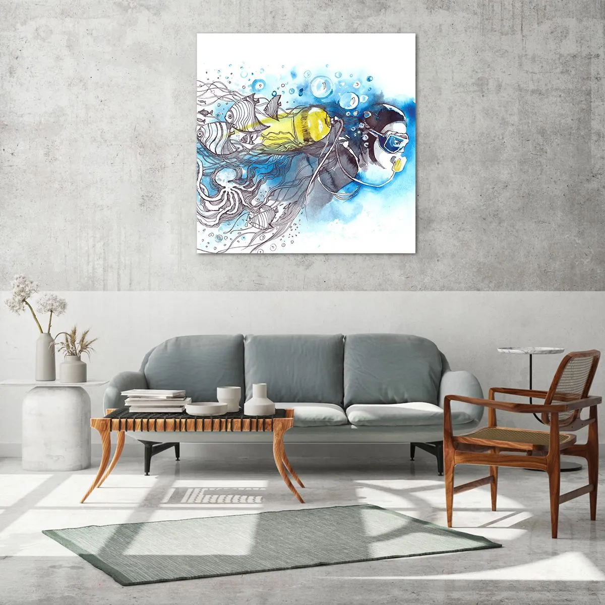 Glastavla - Bild på glas - Det stora blåa - 70x70 cm