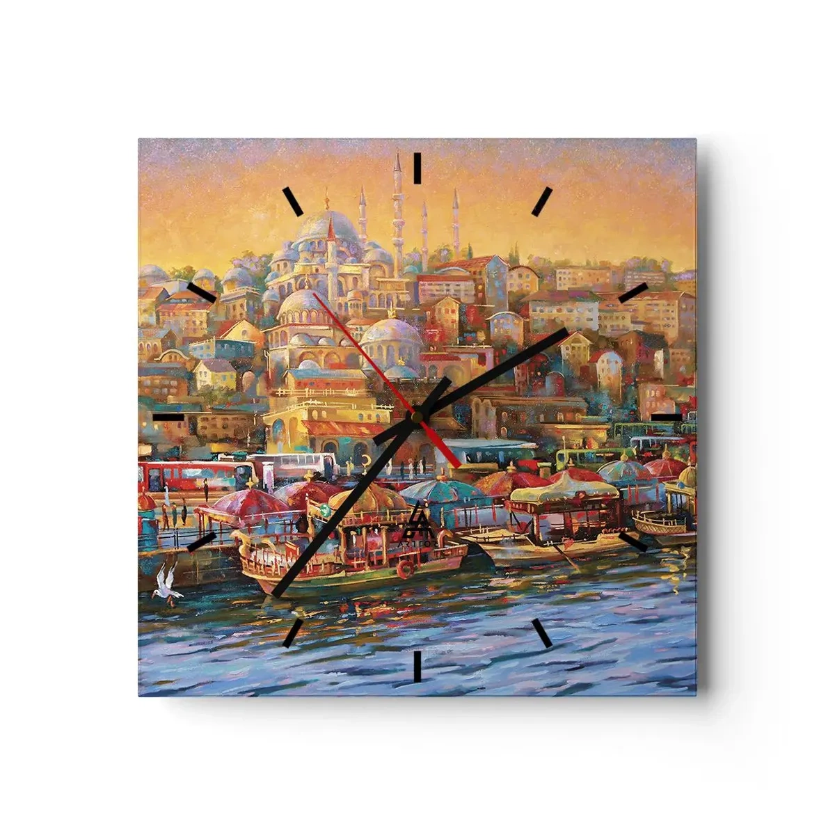 Väggklocka - Klocka på glas - Istanbul-berättelse - 30x30 cm