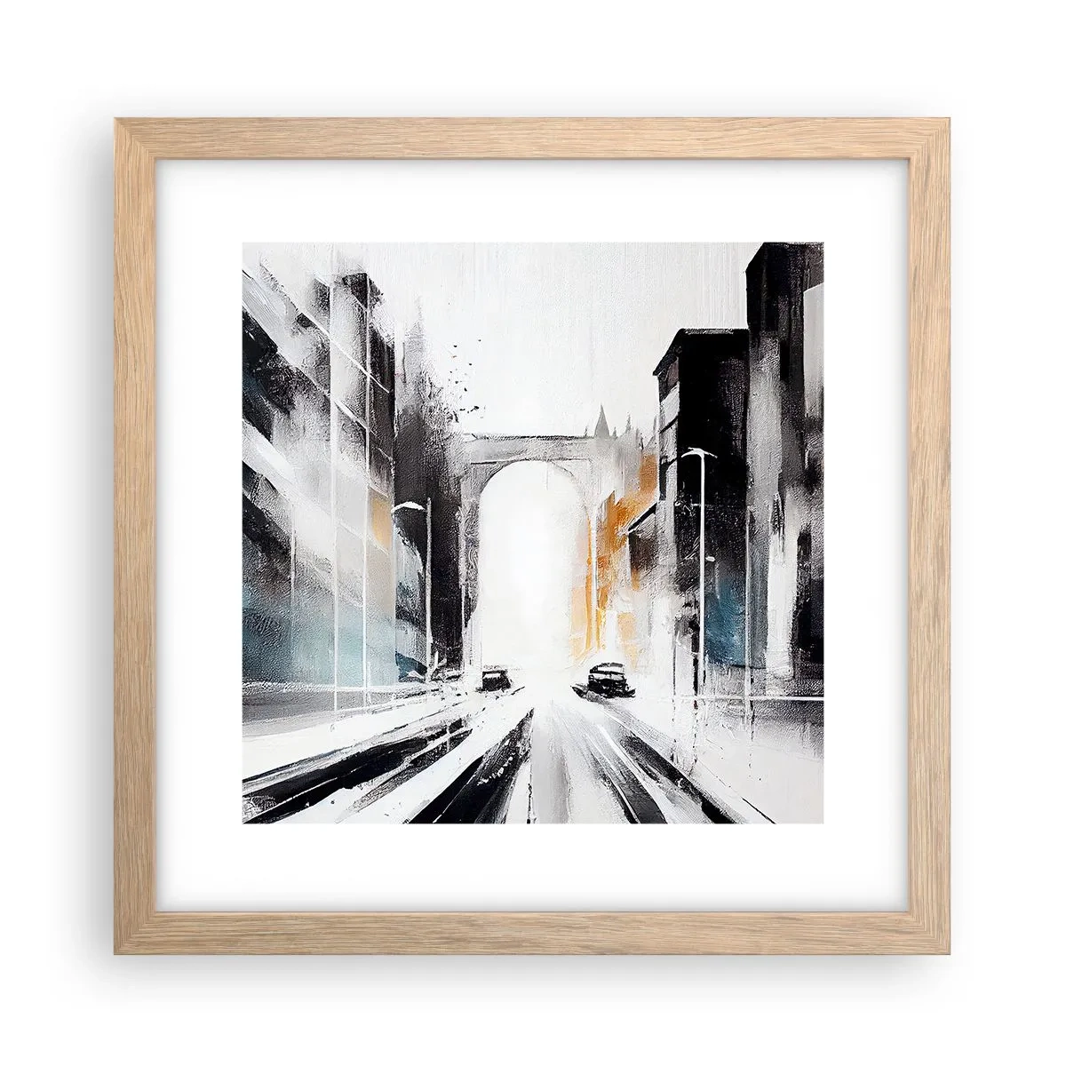 Affisch i ram av ljusek - Stadsstudie: arkitektur och rörelse - 30x30 cm