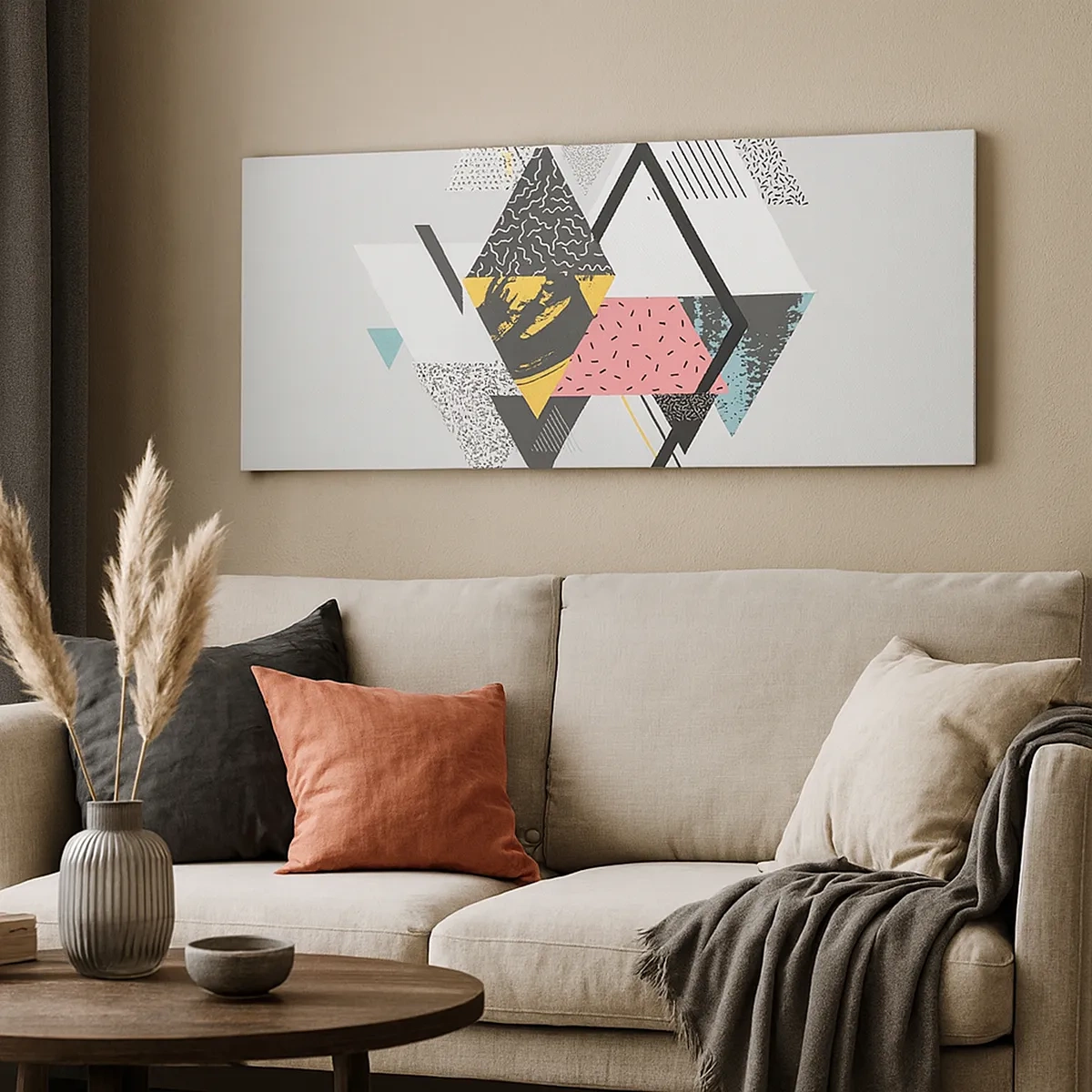 Canvastavla - Bild på duk - Komposition med triangel och romb - 30x30 cm