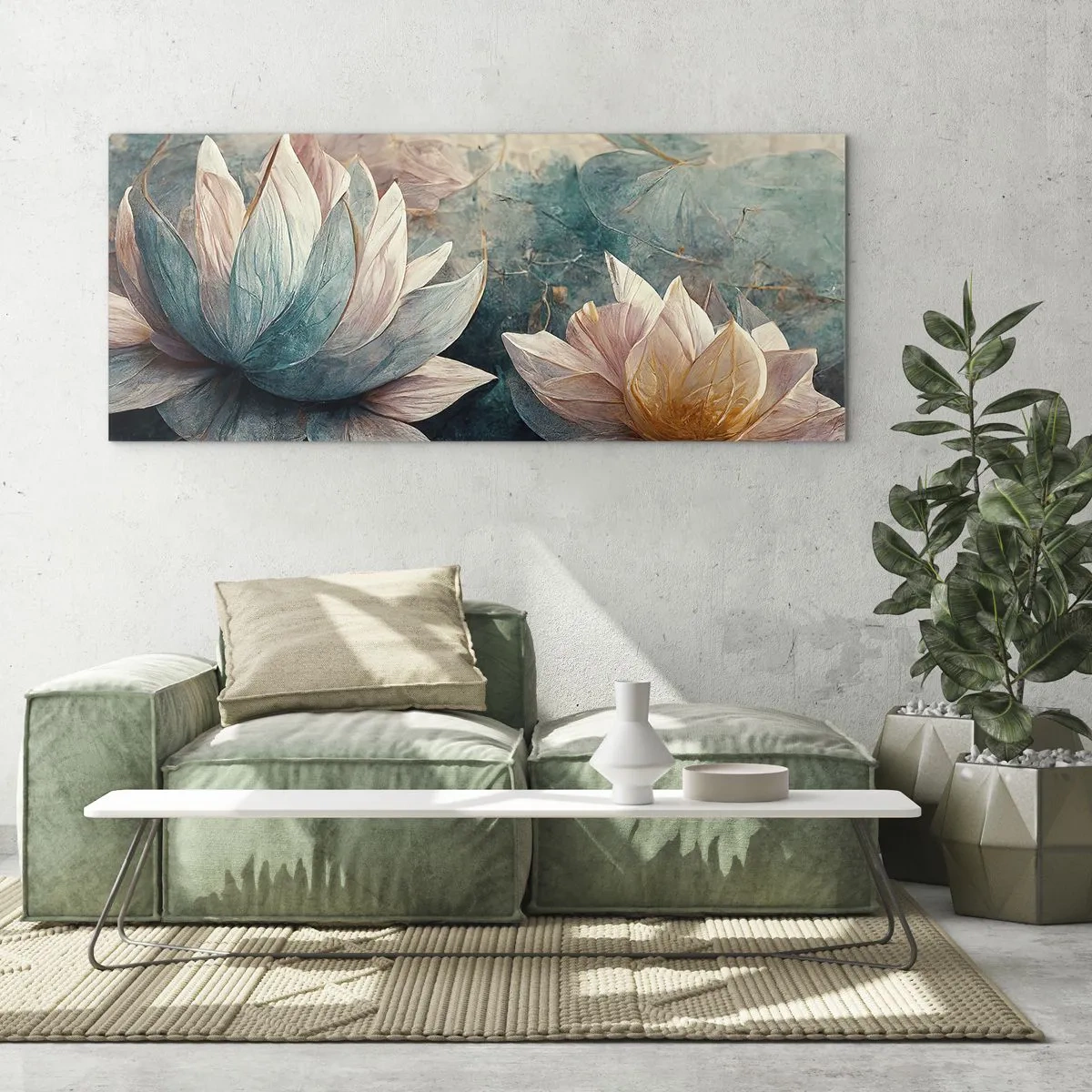 Glastavla - Bild på glas - Stjärnor i en sjö - 160x50 cm