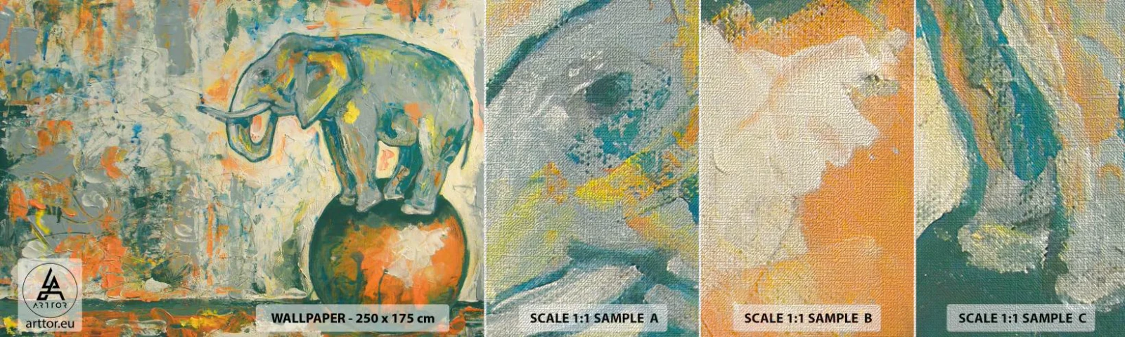 Provbit av fototapet Premium Canvas - Länge leve cirkus - Abstraktion, Elefant, Cirkus - 100x30 cm