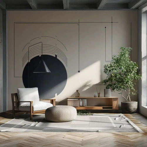 Fototapet på mått Premium Canvas - Fjädrande och dynamisk komposition - Geometrisk, Minimalism, Estetisk
