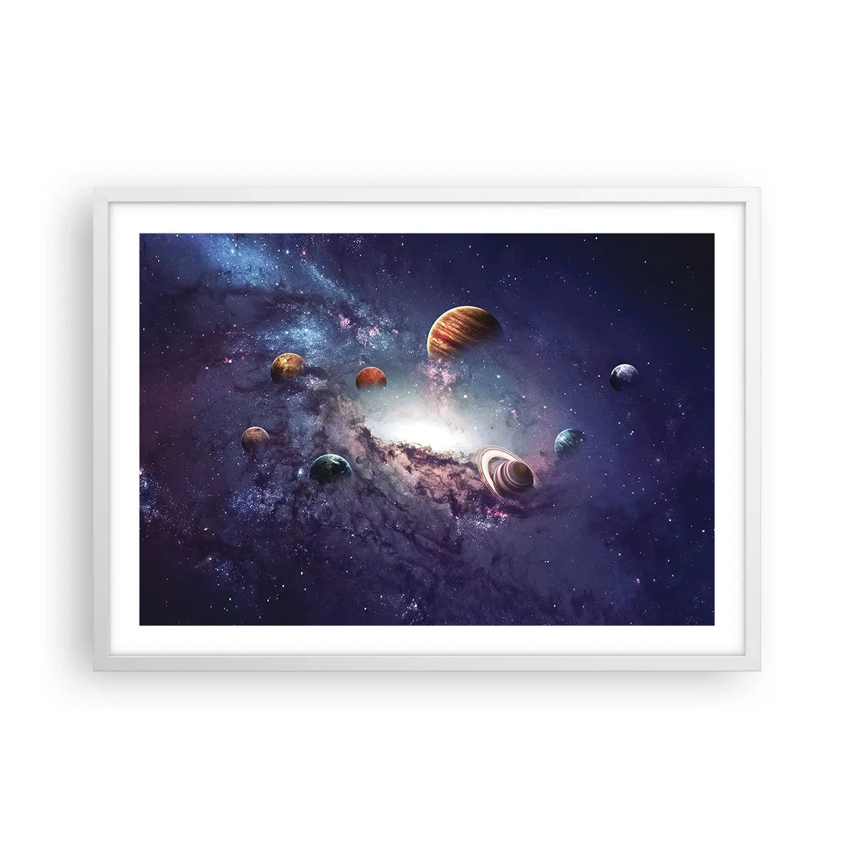 Affisch i vit ram - Sol- och danssystem - 70x50 cm