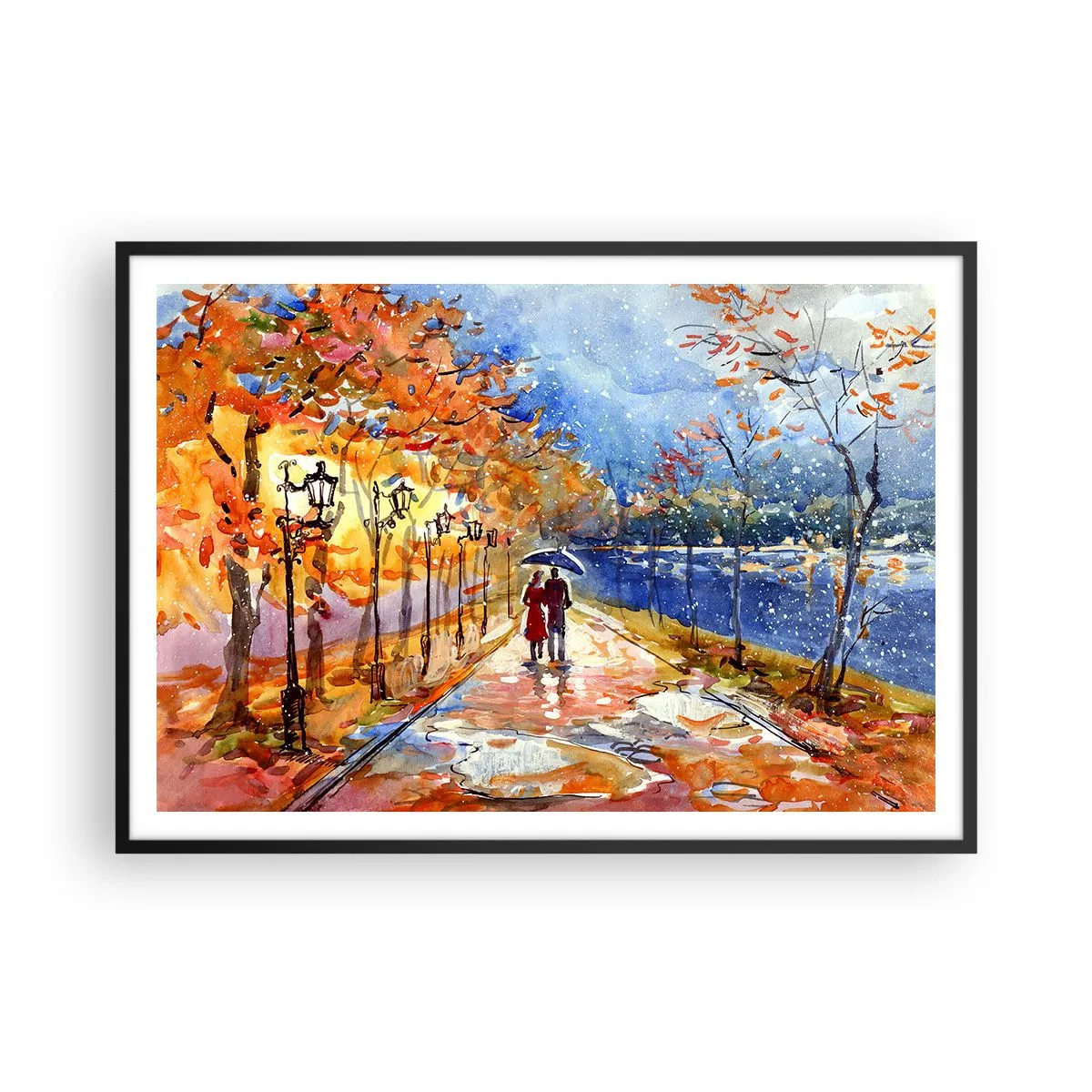 Affisch i svart ram - Tillsammans mot tidens gräns - 100x70 cm