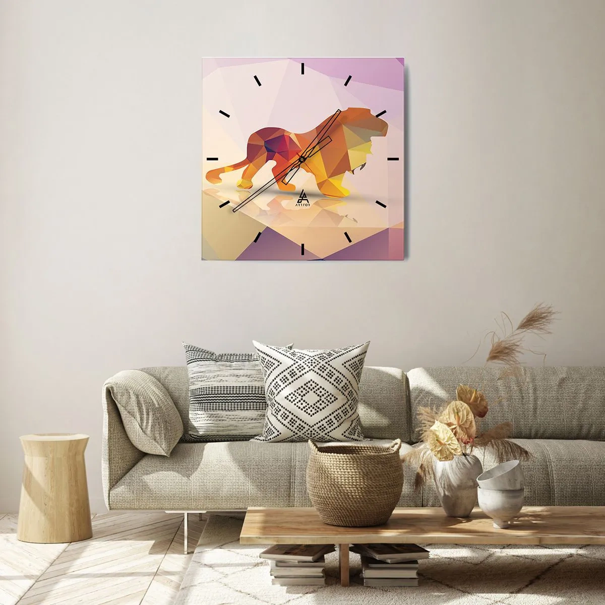 Väggklocka - Klocka på glas - Diamantkung - 40x40 cm