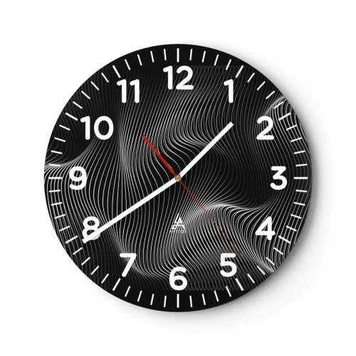 Väggklocka - Klocka på glas - Ljusets dans i rymden - 30x30 cm