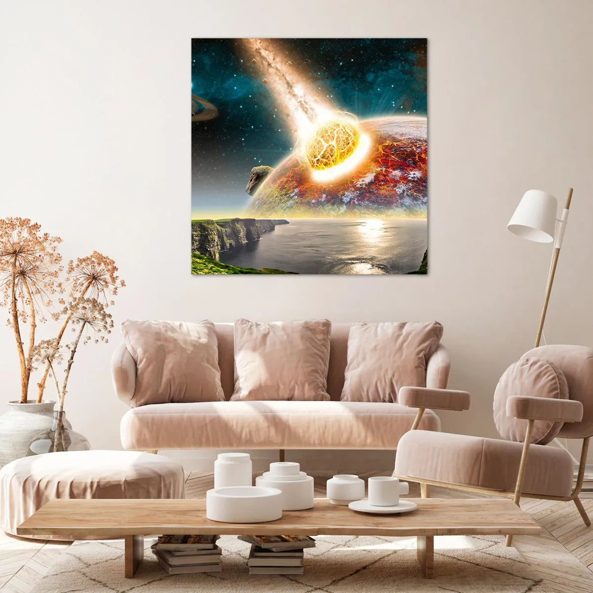 Canvastavla - Bild på duk - Rymddrama - 70x70 cm