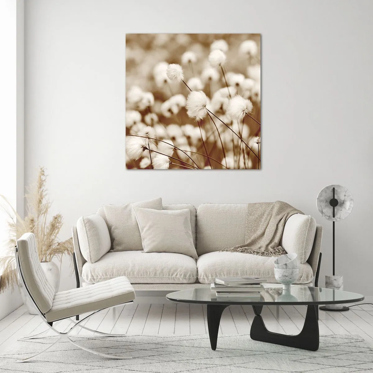 Glastavla - Bild på glas - Fluffig åkermark - 60x60 cm