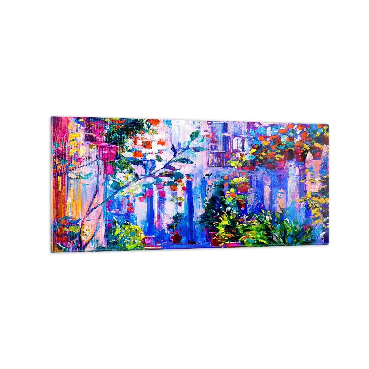 Glastavla - Bild på glas - Impression - italiensk gränd - 120x50 cm