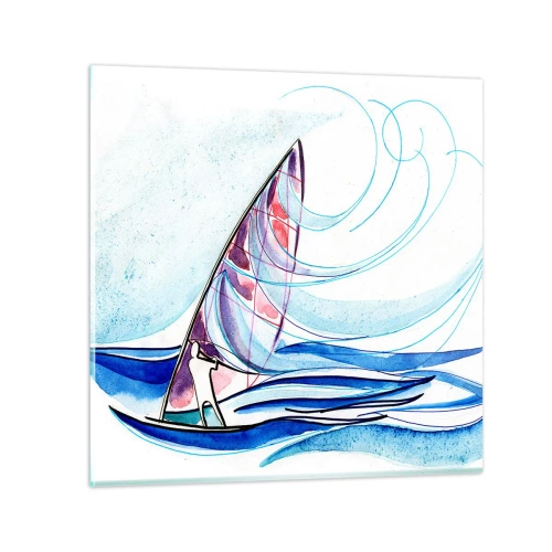 Glastavla - Bild på glas - Med vinden i vågornas rytm - 40x40 cm