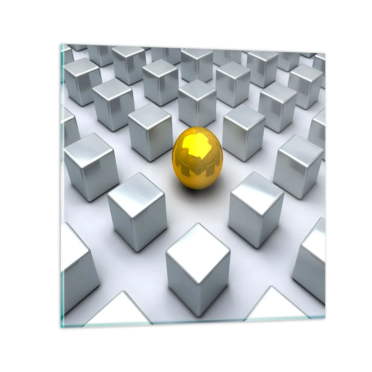 Glastavla - Bild på glas - Varför jag? Geometrisk komposition - 50x50 cm