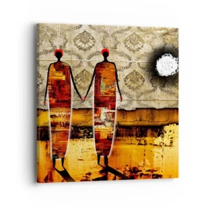 Canvastavla - Bild på duk - Etnisk komposition i Afrikas färger - 40x40 cm