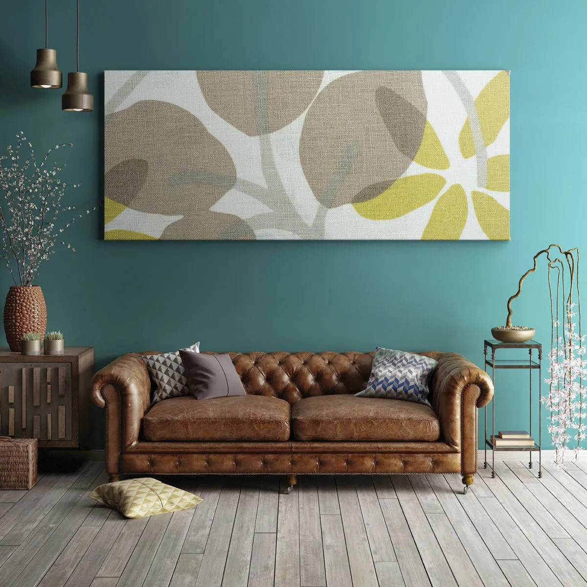 Canvastavla - Bild på duk - Komposition i solskenet - 100x40 cm