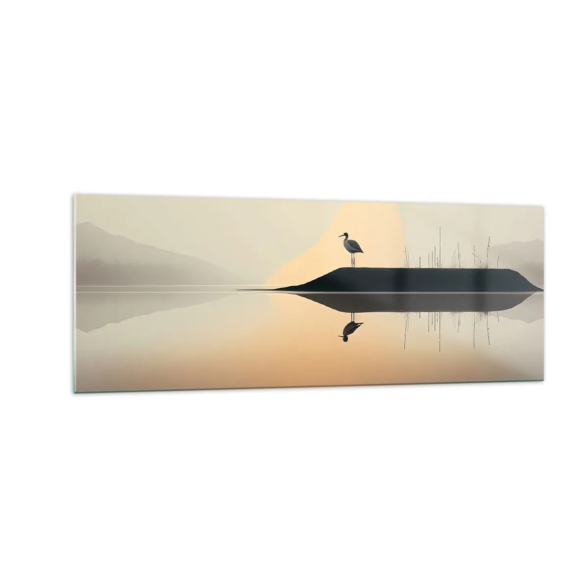 Glastavla - Bild på glas - Herre på sjön - 140x50 cm