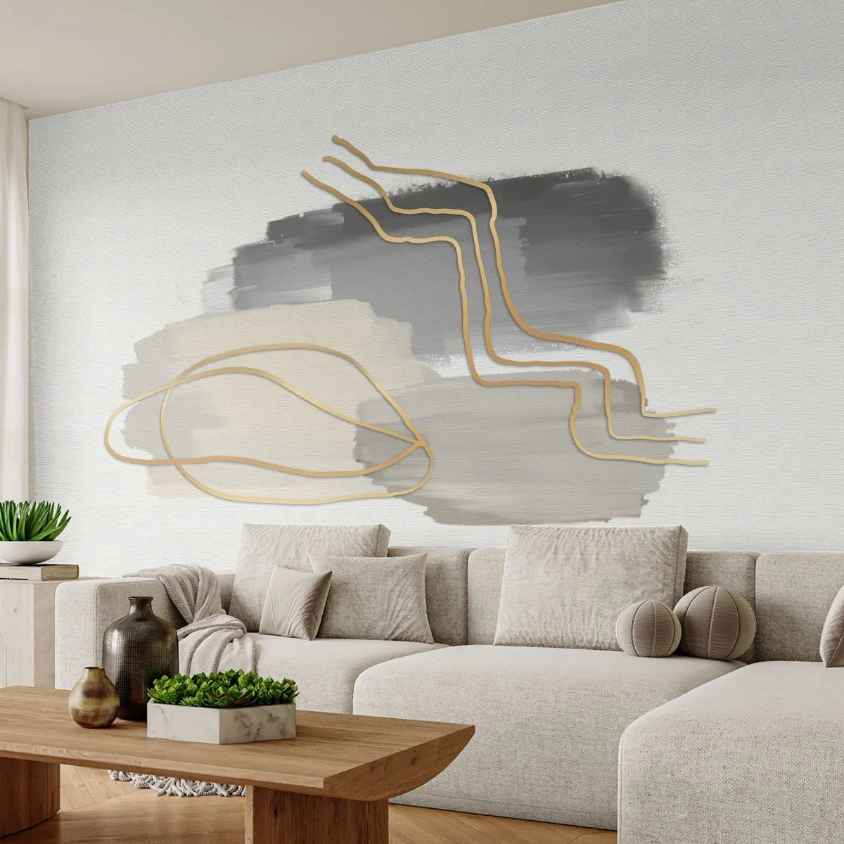Fototapet Standard Eco - Varaktighet och rörelse - Abstraktion, Bit, Guld - 400x280 cm