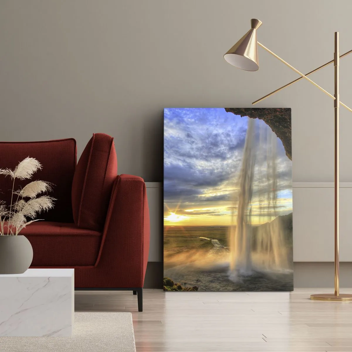 Canvastavla - Bild på duk - Världen bakom ridå av droppar - 50x70 cm