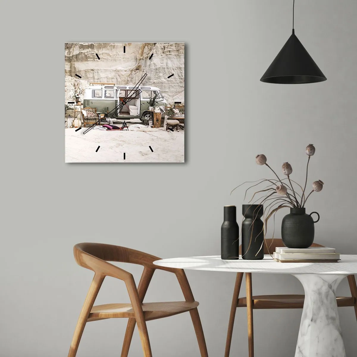 Väggklocka - Klocka på glas - Dags att börja resan - 30x30 cm