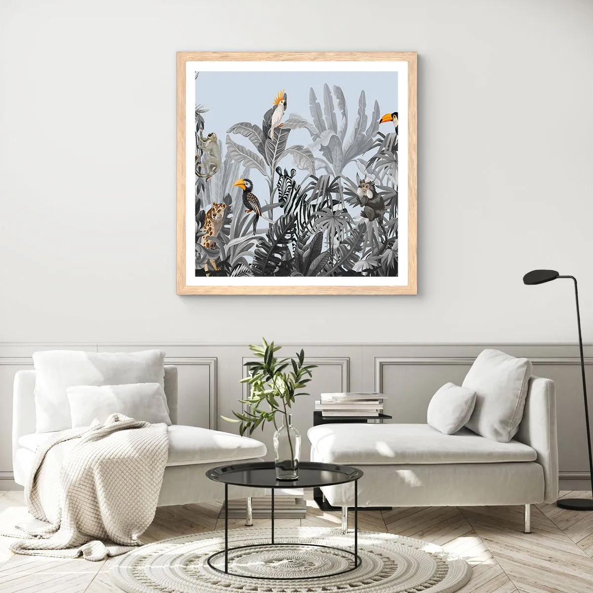 Affisch i ram av ljusek - Afrikansk saga - 60x60 cm