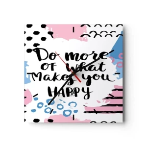 Väggklocka - Klocka på glas - Hur man blir lycklig - 40x40 cm