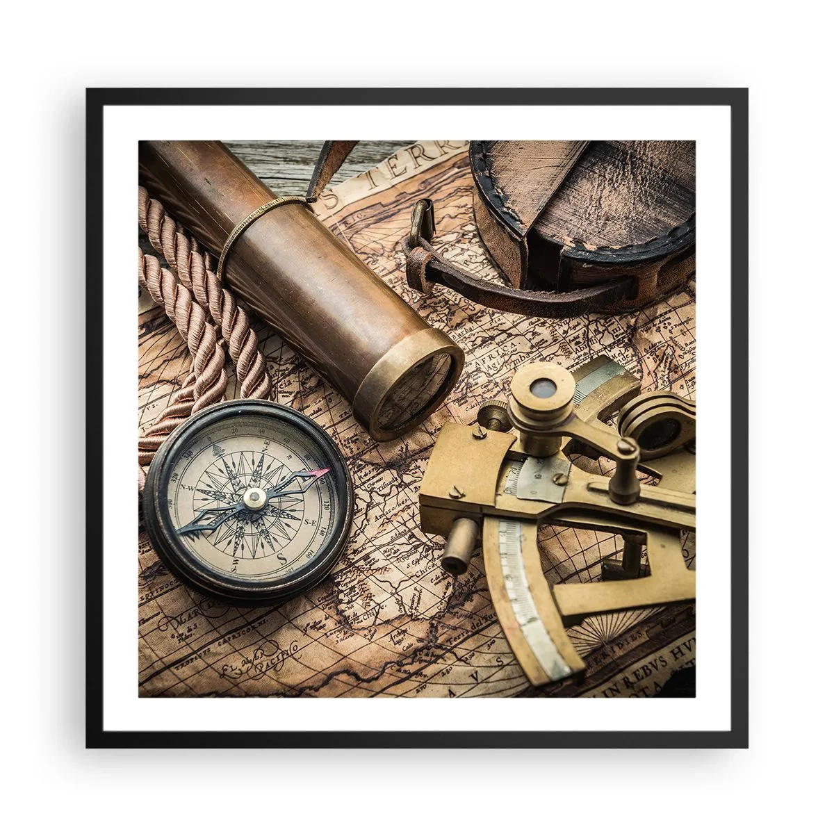 Affisch i svart ram - Sätt ut kursen - 60x60 cm