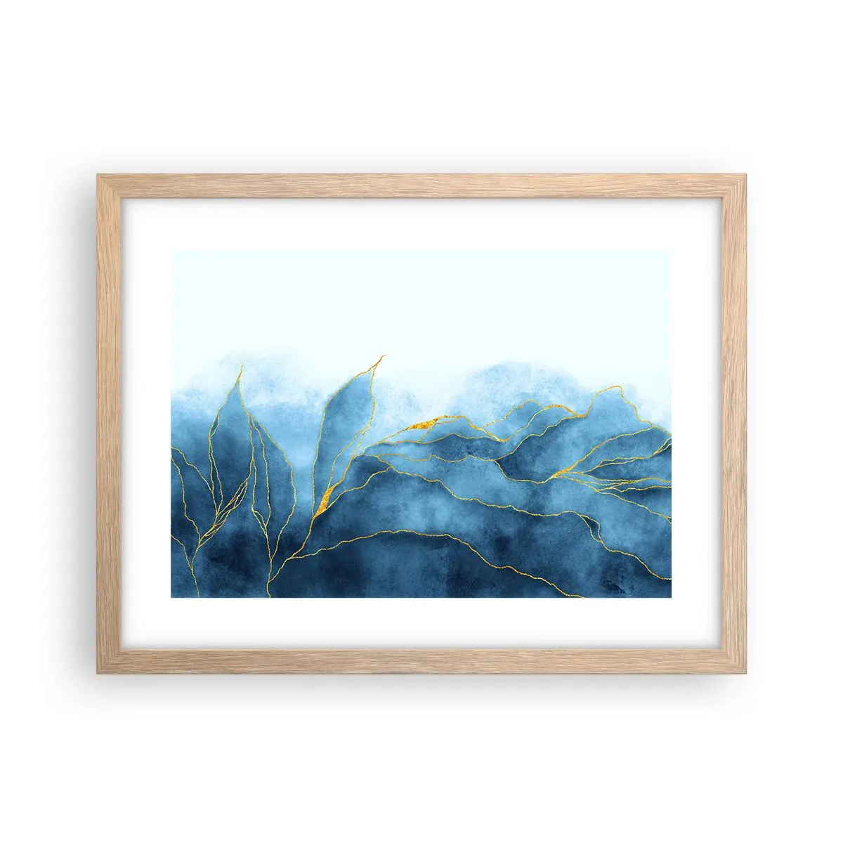 Affisch i ram av ljusek - Blått i guld - 40x30 cm