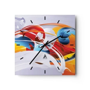 Väggklocka - Klocka på glas - Elementens dans - 30x30 cm